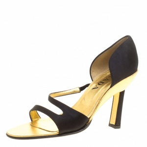 Pre Owned Prada Black Satin Sandals Size 38.5