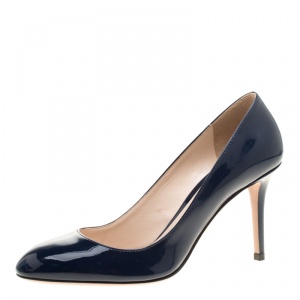 Pre Owned Prada Blue Patent Leather Pumps Size 37