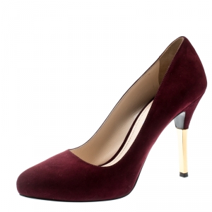 Pre Owned Prada Burgundy Suede Almond Toe Pumps Size 40