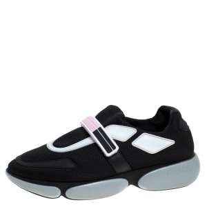 Pre Owned Prada Monochrome Mesh Cloudbust Low Top Sneakers Size 40.5
