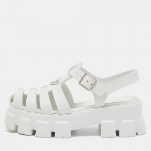 Pre Owned Prada White Rubber Slingback Sandals Size 39