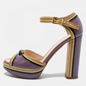 Prada Multicolor Patent Ankle Strap Sandals Size 38