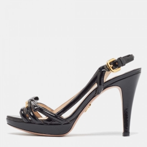 Prada Black Patent Slingback Sandals Size 37.5