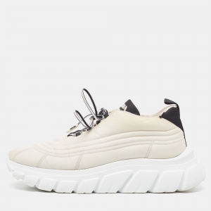 Prada White/Black Canvas Lace Up Sneakers Size 38.5