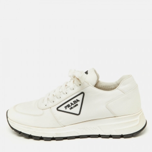 Pre Owned Prada Sport White Canvas Lace Up Sneaker Size 38.5