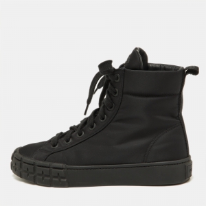 Prada Black Nylon High Top Sneakers Size 37