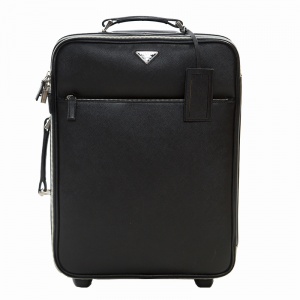 Prada Black Saffiano Leather Trolley Rolling Luggage