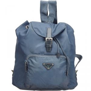 Prada Gray Tessuto Nylon Drawstring Backpack