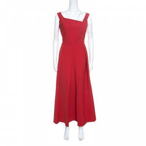 Preen By Thornton Bregazzi Red Pleated Finella Midi Dress L
