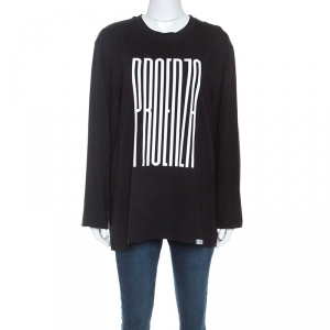 Pre Owned Proenza Schouler Black Cotton Embossed Logo Detail T-shirt M