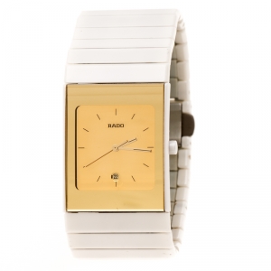 Rado Gold White Ceramica 01.152.0709.3.025 Women's Wristatch 27 mm