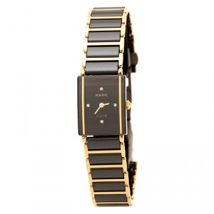 Rado Black Gold Plated Stainless Steel Titanium Ceramic Integral Jubilee 153.0383.3 Women's Wristwatch 18 mm