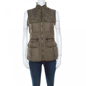 Pre Owned Ralph Lauren Safari Green Sleeveless Quilted Vest S 
