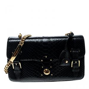 Pre Owned Ralph Lauren Black Leather Ricky Chain Shoulder Bag