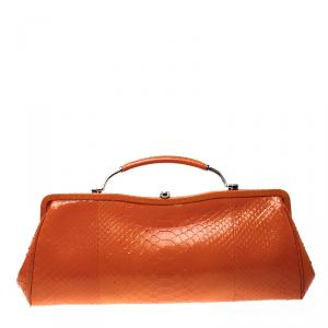 Pre Owned Ralph Lauren Orange Leather Clutch Bag