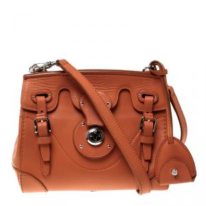 Pre Owned Ralph Lauren Orange Leather Ricky Crossbody Bag