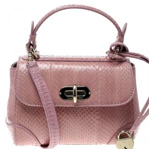 Ralph Lauren Blush Pink Python Mini Tiffin Top Handle Bag