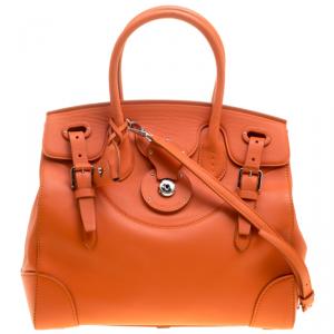 Ralph Lauren Orange Leather Ricky Top Handle Bag