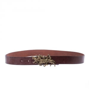 Ralph Lauren Brown Leather Polo Match Buckle Belt 105 CM