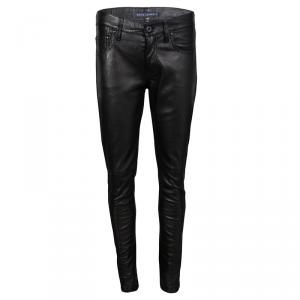 Pre Owned Ralph Lauren Black Lamb Leather Slim Fit Pants M
