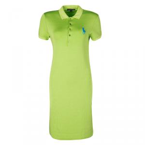 Pre Owned Ralph Lauren Green Logo Embroidered Polo Dress M