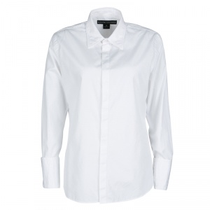 Pre Owned Ralph Lauren White Cotton Long Sleeve Button Front Shirt L