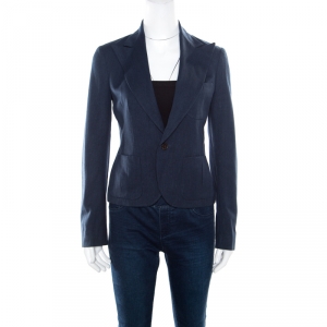 Ralph Lauren Navy Blue Linen Tailored Blazer S