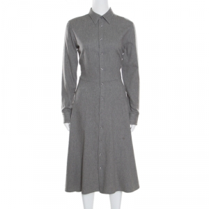 Pre Owned Ralph Lauren Grey Wool and Cashmere Long Sleeve Shirt Dress M