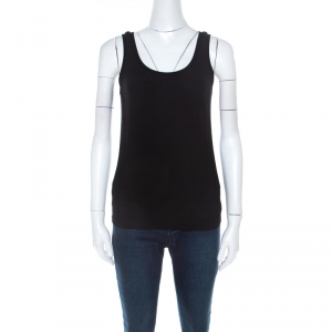 Pre Owned Ralph Lauren Black Panelled Jersey Sleeveless Tank Top S