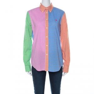 Pre Owned Ralph Lauren Multicolor Fun Gingham Check Oxford Cotton Custom Fit Shirt L