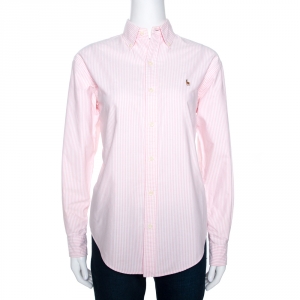 Pre Owned Ralph Lauren Bicolor Harper Stripe Cotton Fitted Shirt M