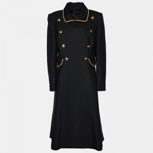 Pre Owned Ralph Lauren Black Wool Double Breasted Coat L