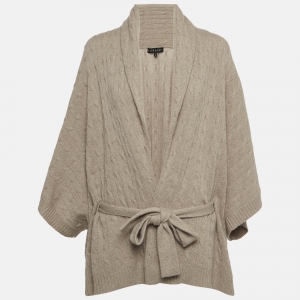 Pre Owned Ralph Lauren Beige Cashmere Cable Knit Cardigan M