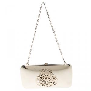 Pre Owned Ralph Lauren Gold Plated Metal Crest Clutch