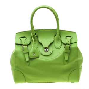 Pre Owned Ralph Lauren Light Green Soft Leather Ricky 33 Tote
