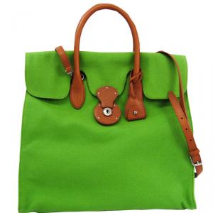 Pre Owned Ralph Lauren Green Canvas And Leather Ricky Tote