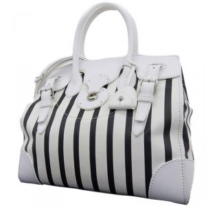 مملوكة مسبقًا Ralph Lauren Black/White Stripe Ricky Leather Bag