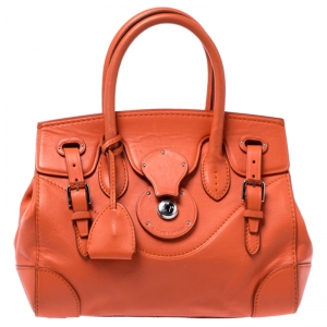 Pre Owned Ralph Lauren Orange Leather Ricky 27 Satchel Bag