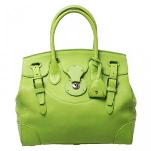 Pre Owned Ralph Lauren Neon Green Leather Ricky Tote