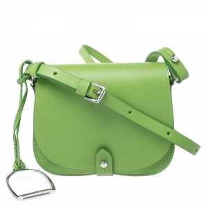 Pre Owned Ralph Lauren Green Leather Saddle Crossbody Bag