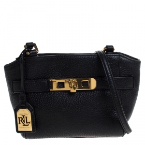 Pre Owned Ralph Lauren Black Leather Crossbody Bag