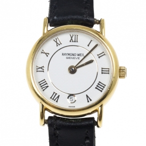 Raymond Weil White Gold-Plated Steel Leather Womens Wristwatch 20MM