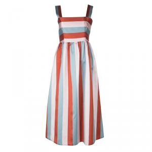 Red Valentino Multicolor Striped Sleeveless Midi Dress S