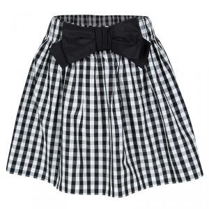 Red Valentino Monochrome Checkered Bow Detail Mini Skirt S