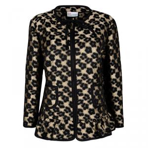 Red Valentino Black Peplum Waist Detail Jacquard Taffeta Jacket XL