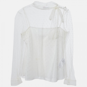 مملوكة مسبقًا توب رد فالنتينو أبيض بشبكة ورباط عنق مقاس صغير - سمول