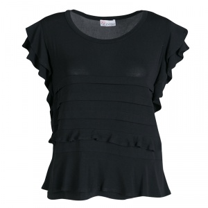 Pre Owned RED Valentino Black Ruffle Detail Top S