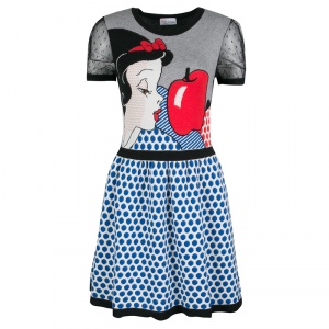 Pre Owned Red Valentino Tulle Trime Snow White Pattern Wool Blend Disney Dress XS