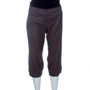 Red Valentino Brown Striped Wool Three Quarter Pants M