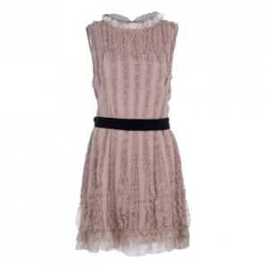 Pre Owned RED Valentino Beige Ruffle Tulle Dress L